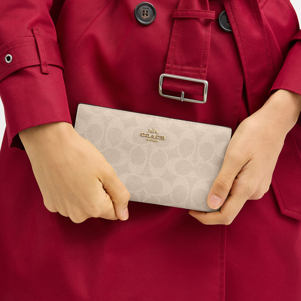 Coach Outlet Slim Zip Wallet In Signature Canvas - Picture 2 of 3